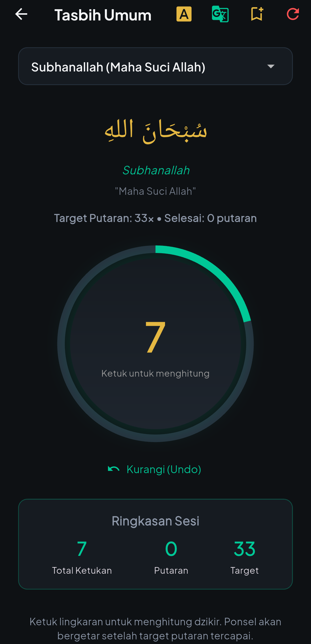 Tasbih Digital Counter Layar Sentuh