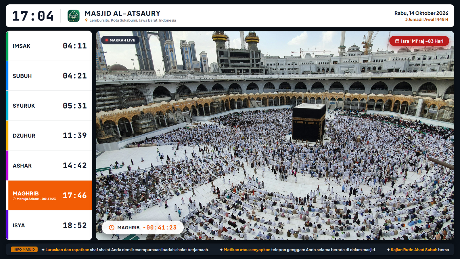 Display Masjid Klasik Sidebar Live Makkah
